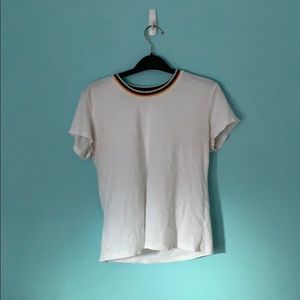 Brandy Melville rainbow collar white shirt